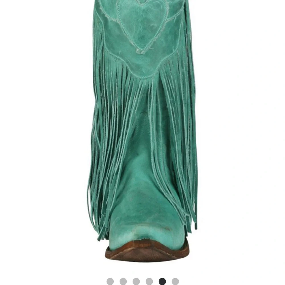 Lane Turquoise Fringe Cowboy Boots - Picture 5 of 15